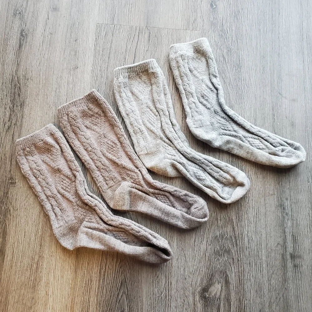 2 Pack Cable Knit Ankle Socks